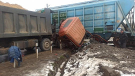 В Ельце разорвало кабину большегруза