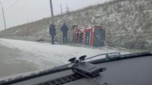 На Тамбовской трассе перевернулся грузовик MAN