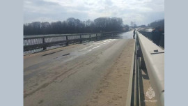 Река Быстрая Сосна вышла из берегов и затопила мост в Липецкой области