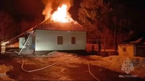Пожар уничтожил жилой дом в Воловском округе Липецкой области в ночь на 26 марта