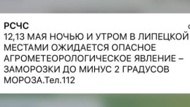 12 и 13 мая в Липецкой области вновь ожидаются заморозки до минус 2