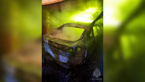 Гараж с автомобилем сгорели в Ельце