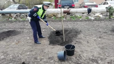 Автоинспекторы приняли участие в акции «Сад памяти»