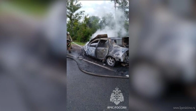 В Липецкой области на трассе М-4 «Дон» сгорел автомобиль