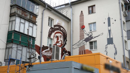 Портрет Юрия Гагарина украсил фасад дома в Липецке