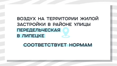 Воздух на территории жилой застройки в районе улицы Передельческая в Липецке соответствует нормам