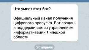 Администрация области запустила чат-бота в Телеграм для получения пропуска