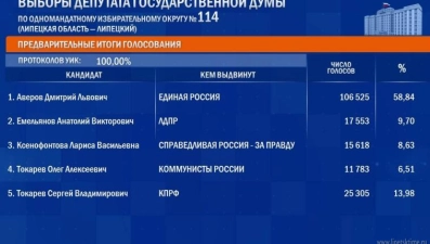 После обработки 100% протоколов УИК на выборах в депутаты Госдумы лидирует Дмитрий Аверов с почти что 59% голосов