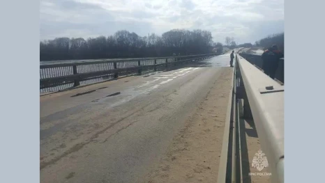 Река Быстрая Сосна вышла из берегов и затопила мост в Липецкой области