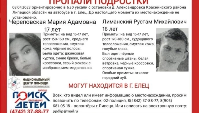 В Краснинском районе Липецкой области пропали двое подростков