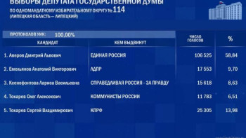 В Липецкой области выборы депутата Госдумы признали действительными