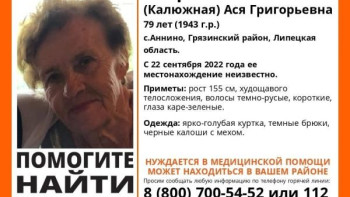 В Грязинском районе пропала 79-летняя пенсионерка