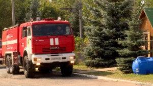 Липецкие пожарные сражаются с горящим лесом в Рязанской области