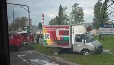 Пожарный автомобиль в Липецке на улице Московской попал в аварию