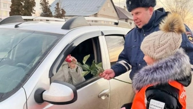 Автоинспекторы в Липецкой области поздравляют автоледи в преддверии Дня матери