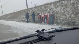 На Тамбовской трассе перевернулся грузовик MAN