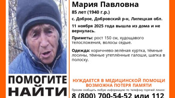 В Липецкой области ищут Марию Клеймёнову