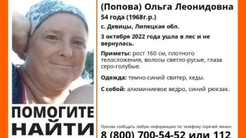 В лесу Липецкой области пропала Климова Ольга